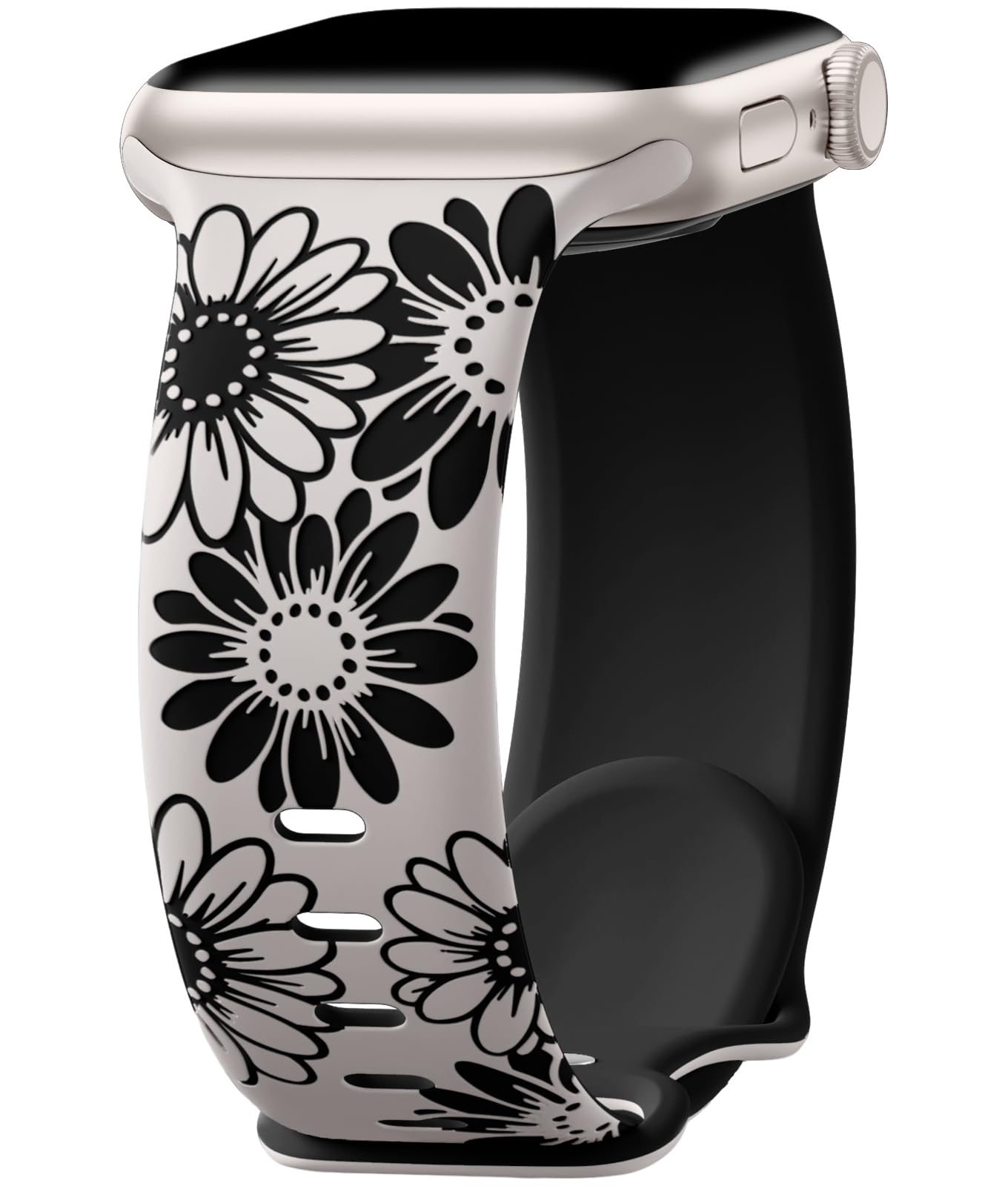 Daqin Sport Silicone Band Compatible With Apple Watch Band 44Mm 45Mm 46Mm 42Mm 49Mm 41Mm 40Mm 38Mm Women,Floral Engraved Band Wa