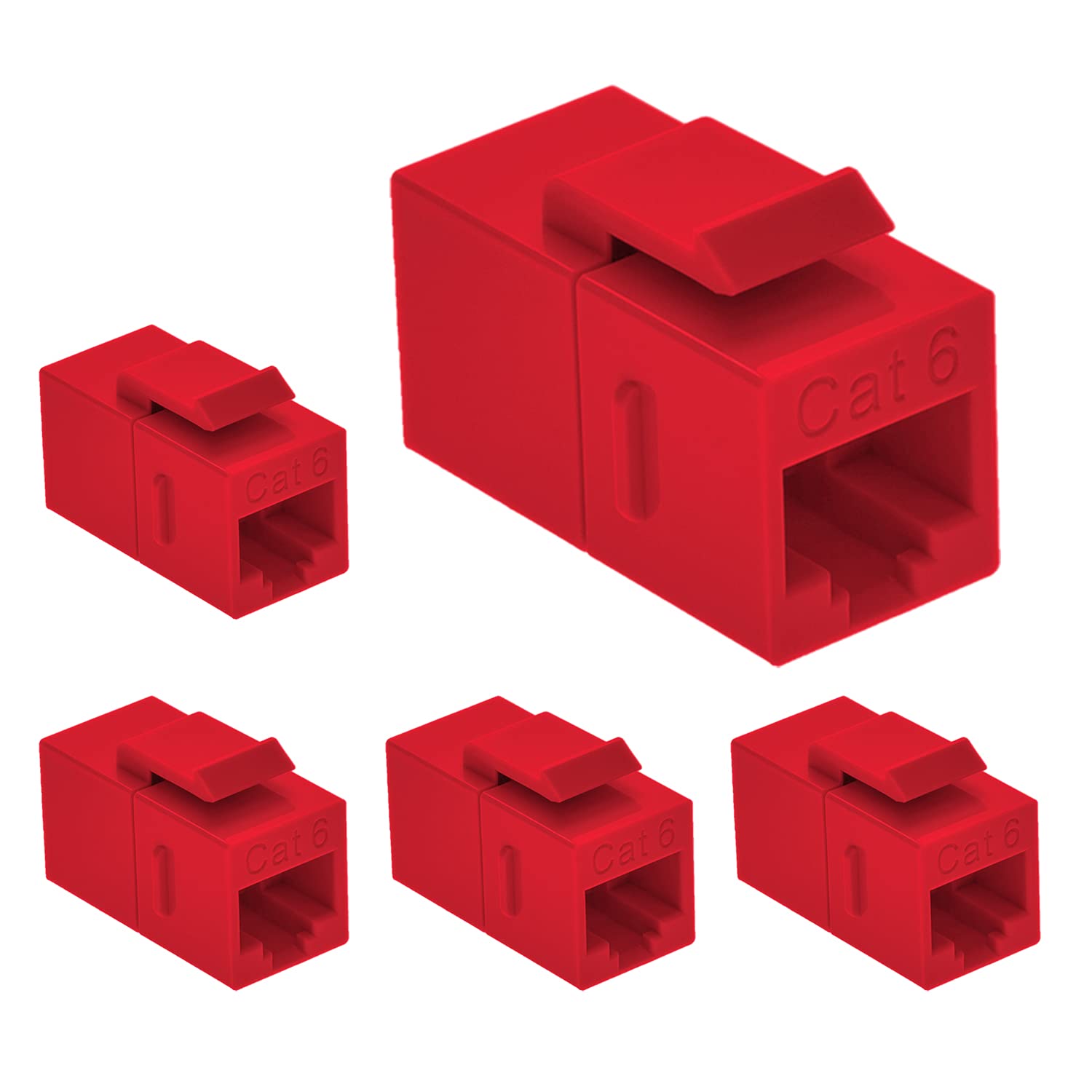 Beszin Cat.6 Rj45 Inline Coupler With Keystone Latch, Female Female [50 Micron Gold Plated] (5 Pack, Gray)