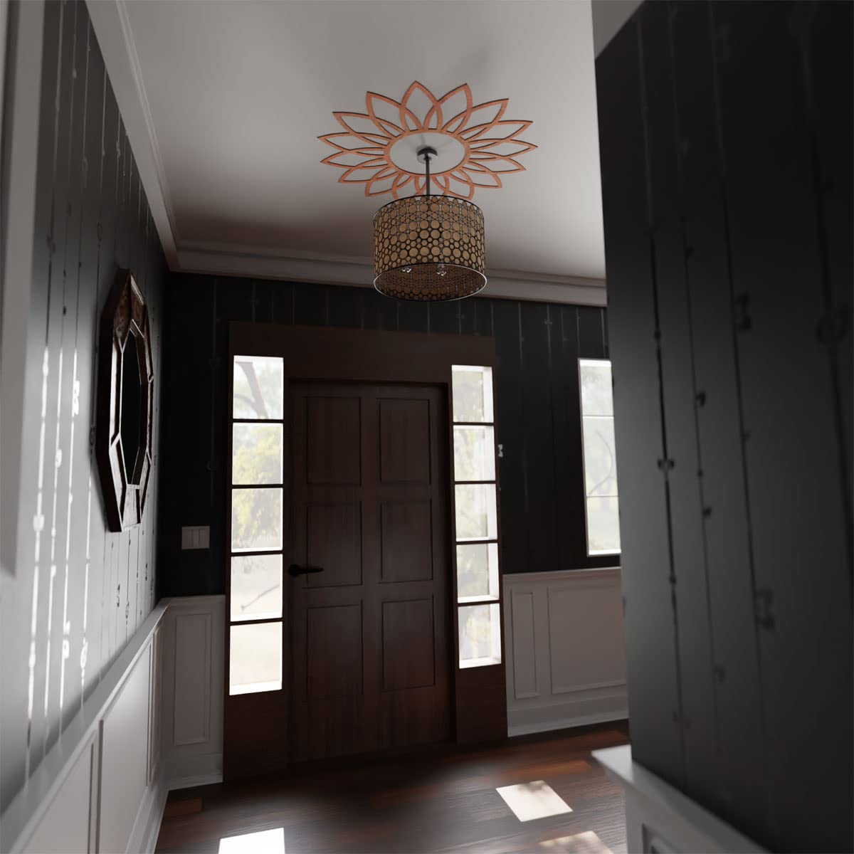 Ekena Millwork 20''Od X 7''Id X 1/4''T Daisy Wood Fretwork Pierced Ceiling Medallion, Cherry