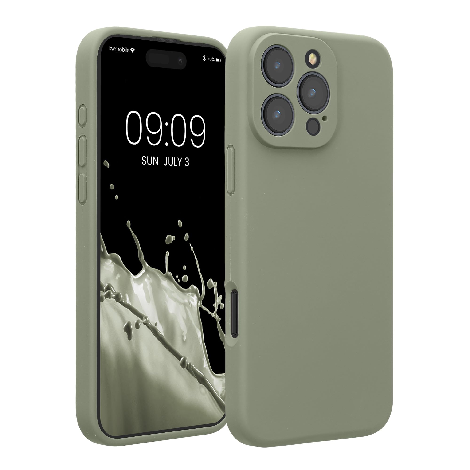 kwmobile Case Compatible with Apple iPhone 16 Pro Max Case - Slim TPU Silicone Phone Cover - Soft Touch Finish - Gray Green