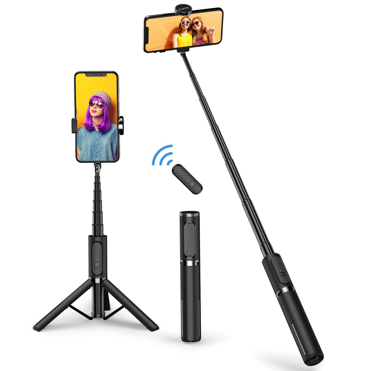 Atumtek Selfie Stick Tripod, Extendable 3 In 1 Aluminum Selfie Stick With Bluetooth Remote 270 Degree Rotation For Iphone 141312
