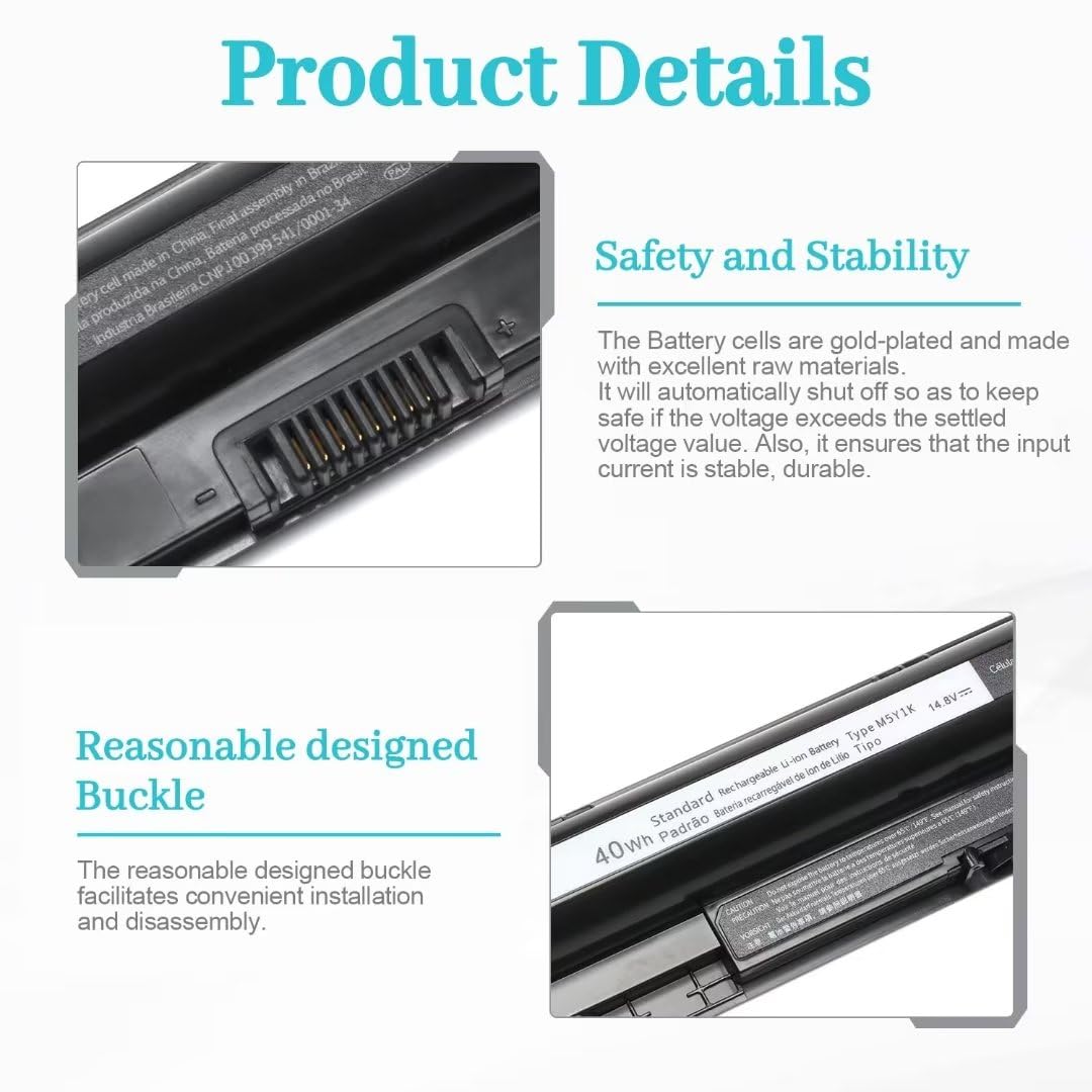 IEFUU M5Y1K Laptop Battery Replacement for Dell Inspiron 15 Series, 40WH Li-ion, Black, 4 Cells, Compatible with GXVJ3 VN3N0