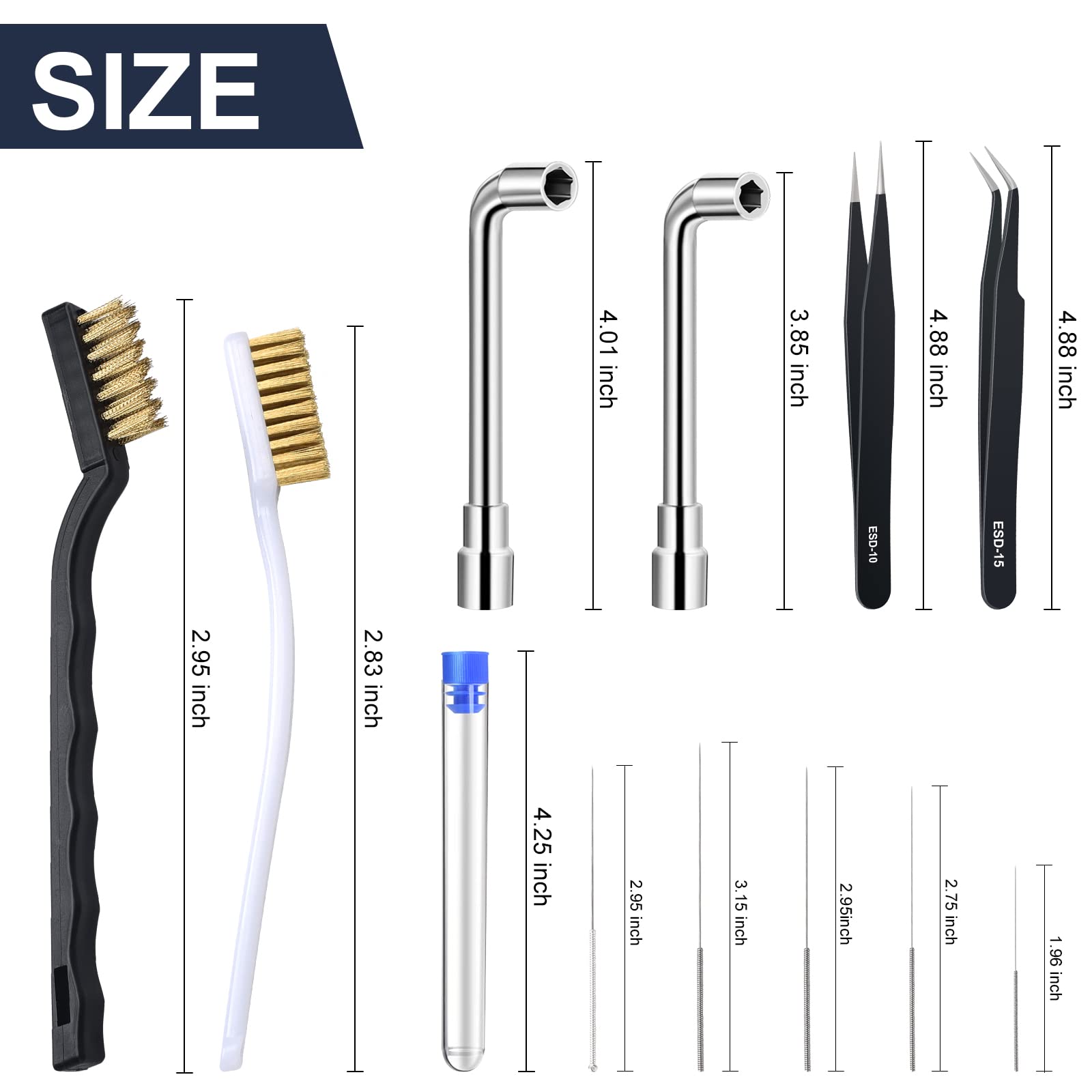 Complete 26 Piece 3D Printer Nozzle Wrench Maintenance Kit: Includes 20 Cleaning Pins With Storage Box, 2 Tweezers, 2 Copper Wir