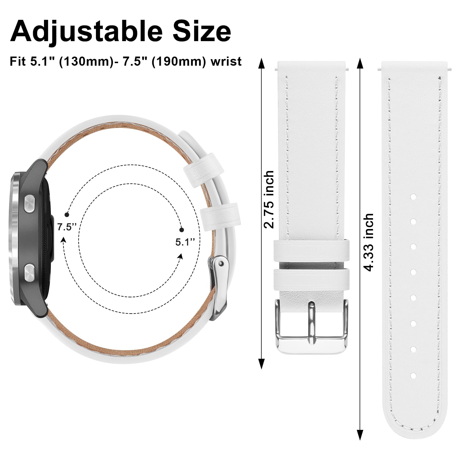 Ak Leather Watch Band Compatible With Garmin Venu 3S / Vivoactive 4S / Venu 2S / Vivomove 3S, 18Mm Replacement Wristband Strap F