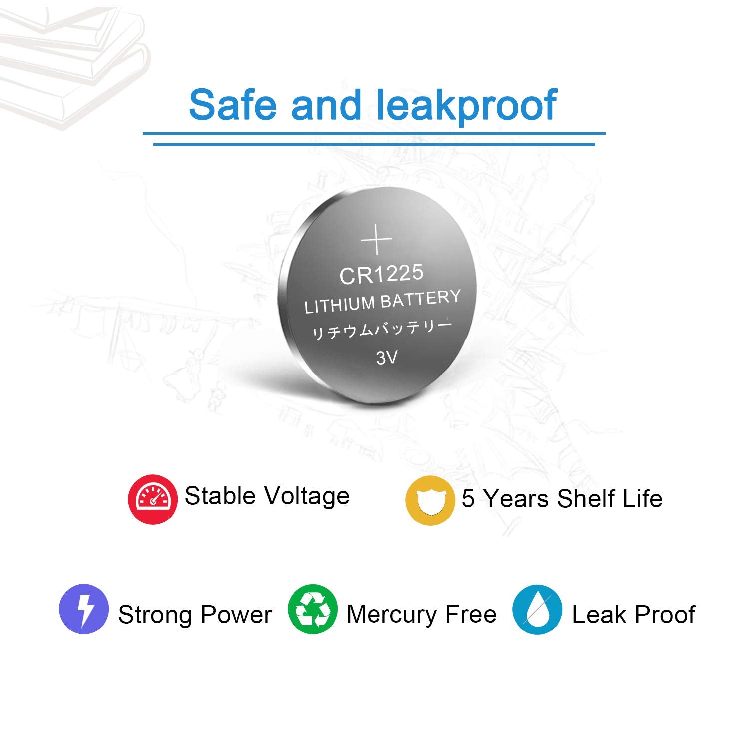 ?5 Year Warranty?Surpower Cr1225 3V Battery For Thermometer Cr 1225  10 Pack