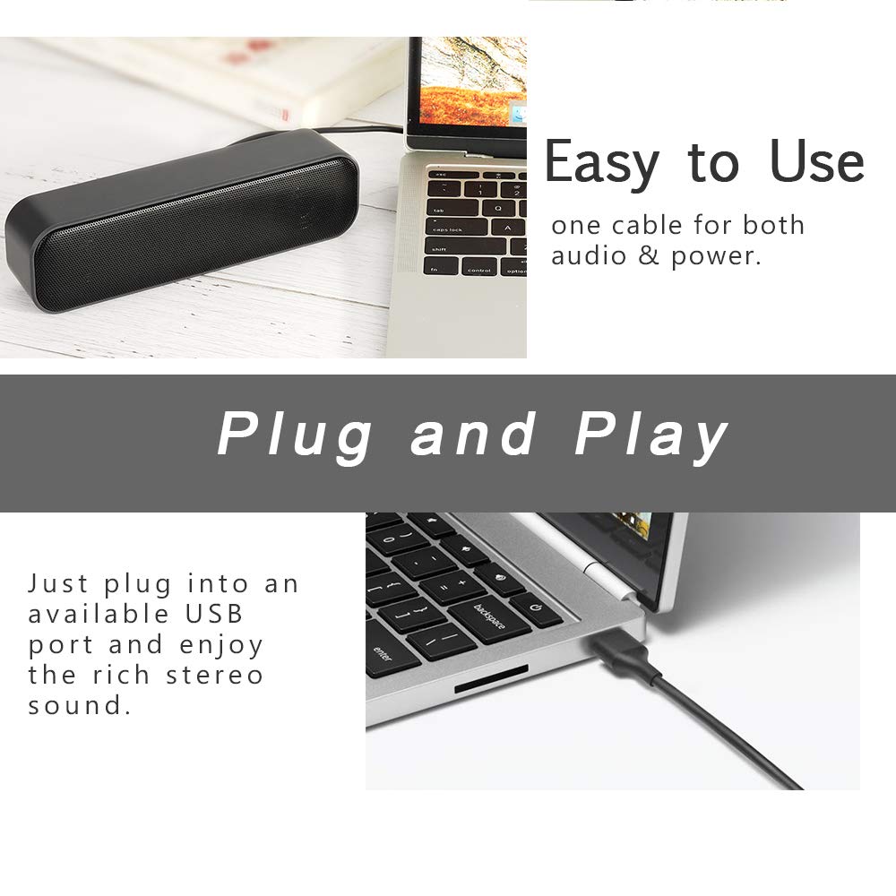 Usb Computer Speaker,Usb Powered Mini Soundbar Speaker,Laptop Stereo Speakers With Space Saving Design For Computer Laptop Deskt