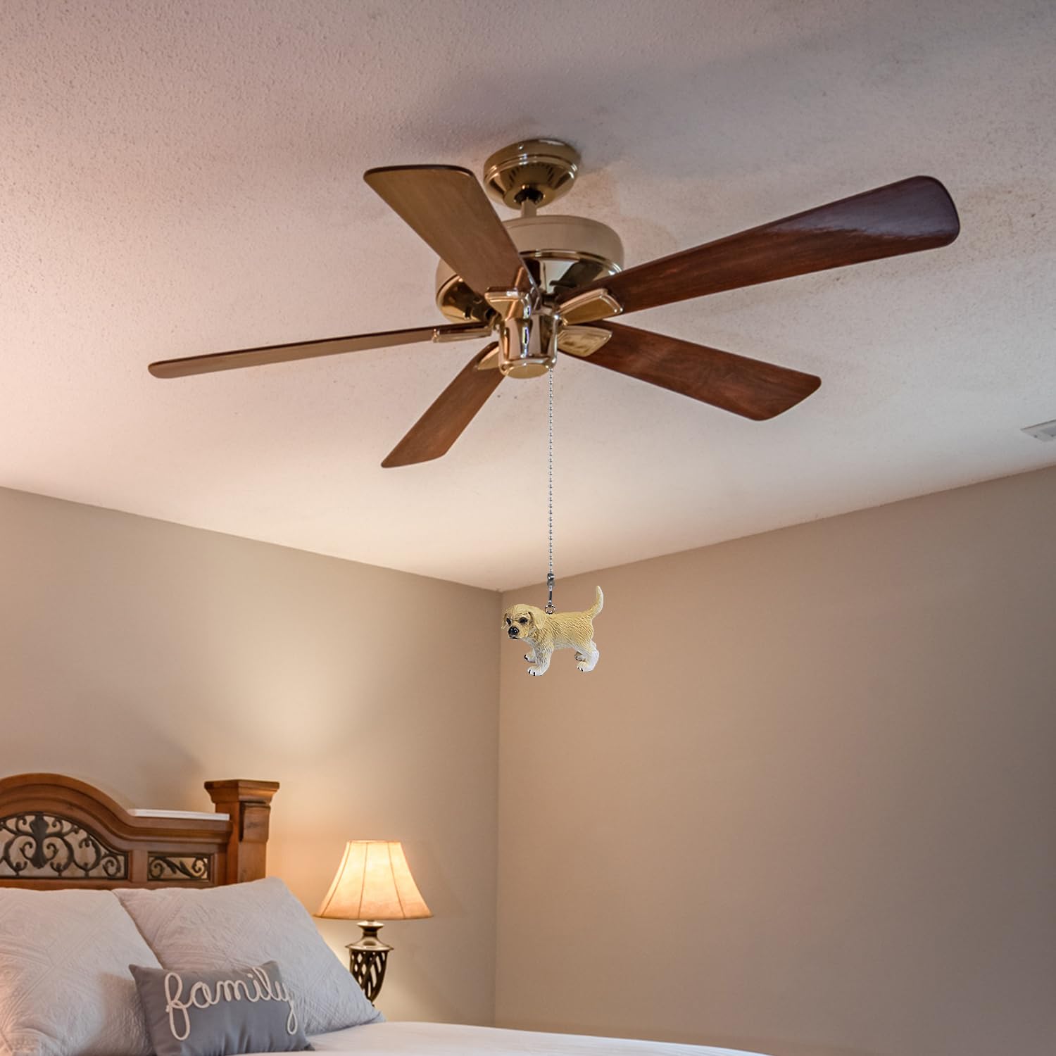 Dotlite Dog Ceiling Fan Pull Chain,12In Puppy Golden Retriever Fan String Pulls Charm Extension Decorative,3Mm Diameter Beaded F