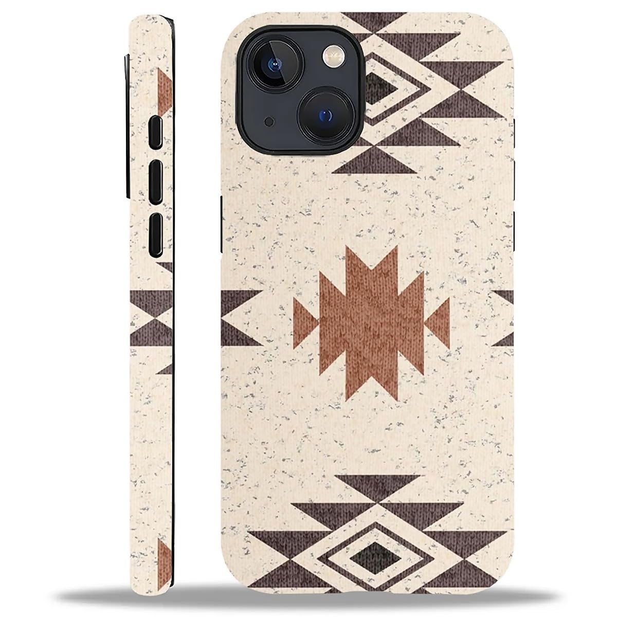 WANKBLC Compatible with iPhone 14 Plus Matte Case, Western Boho Aztec Pattern for Girl Full Body Design Soft Silicone Drop Shock