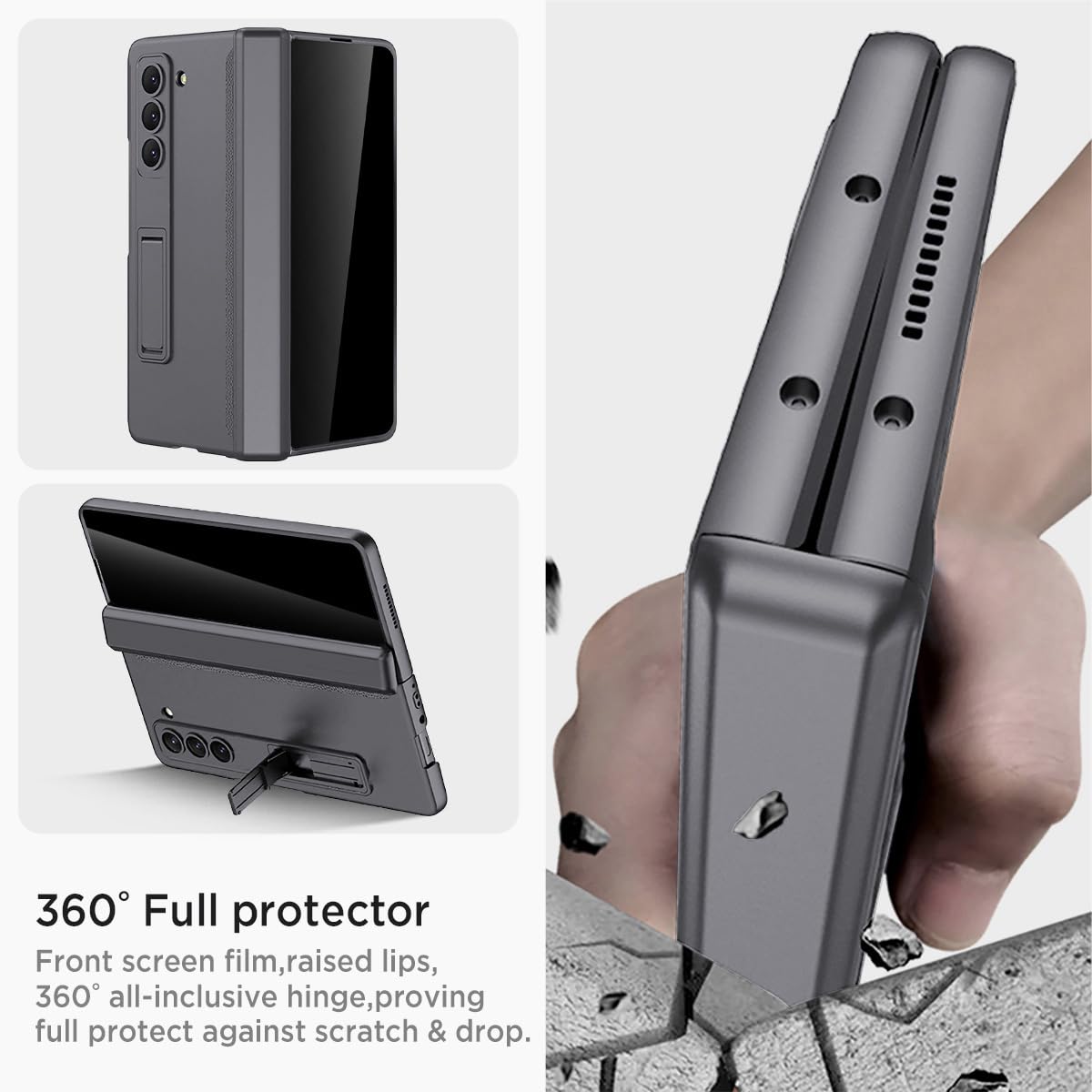 Miimall For Galaxy Z Fold 6 Case With Privacy Screen Protector, Built In Adjustable Kickstand & Magnetic Hinge & Upgraded Camera