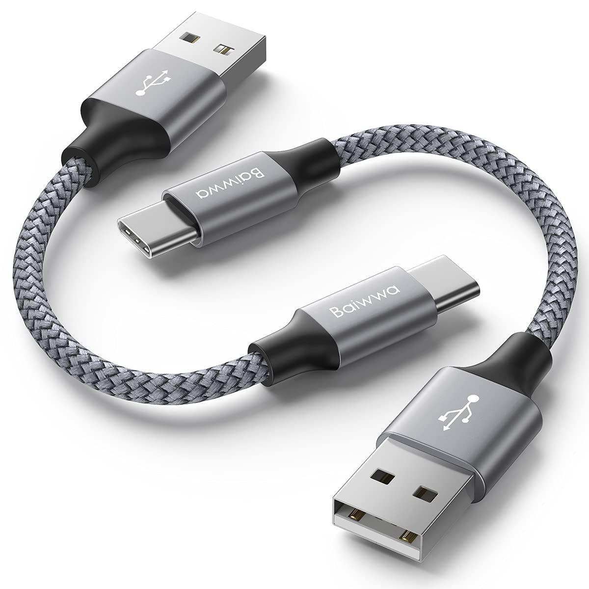 Short Usb C Cable [2 Pack, 1Ft], Baiwwa 3A Fast Charging Usb A To Type C Cord Braided Charger Compatible With Samsung Galaxy S22 S22+ S21 S21+ S21 Ultra S20 S10 S9 Plus Note 20 A72 A71 A52 A51 A20 A11