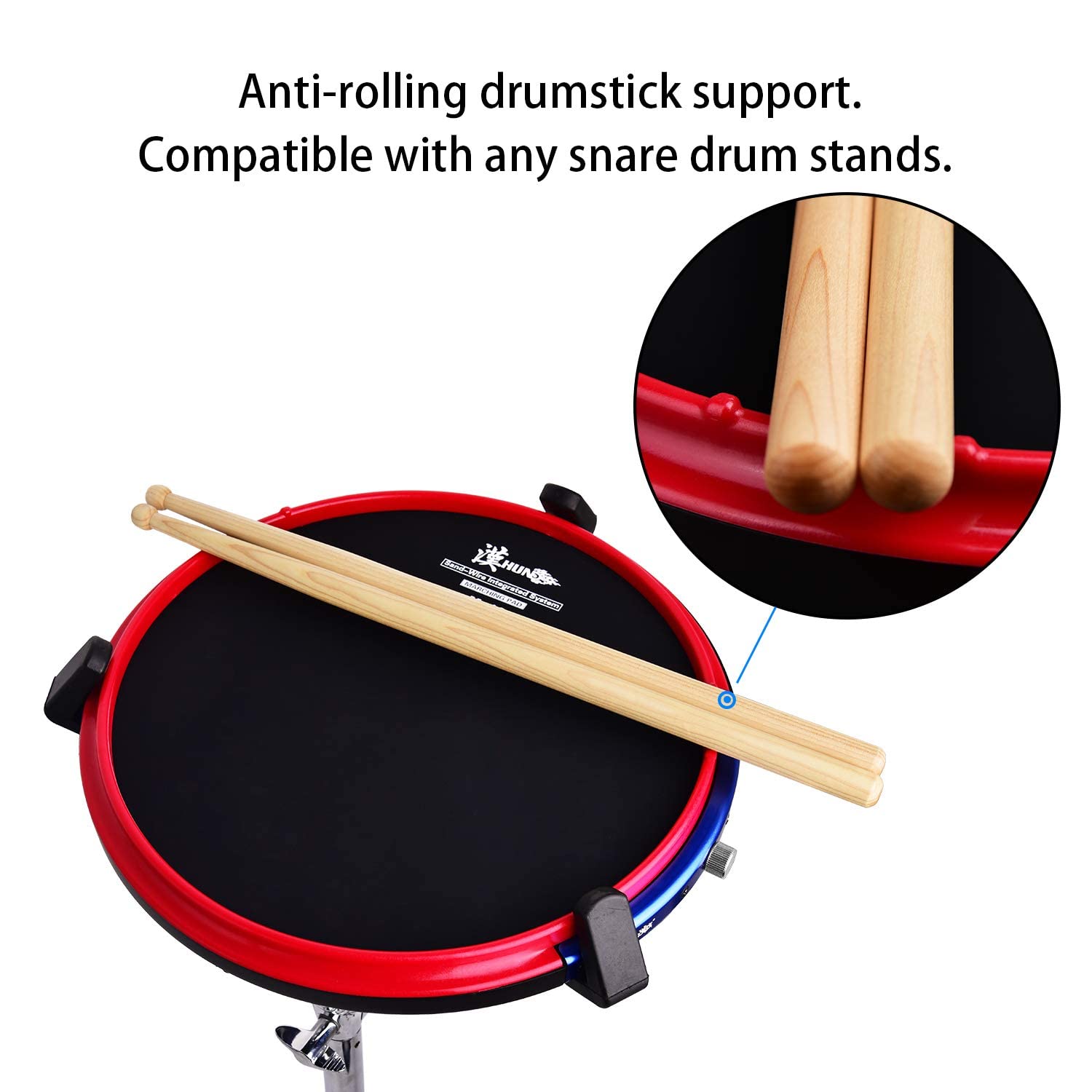 HUN Snare Pad - 12" Tunable Drum Practice Pad with Drumstick, Adjustable Snare Sound, Silicon Rubber, Model M12