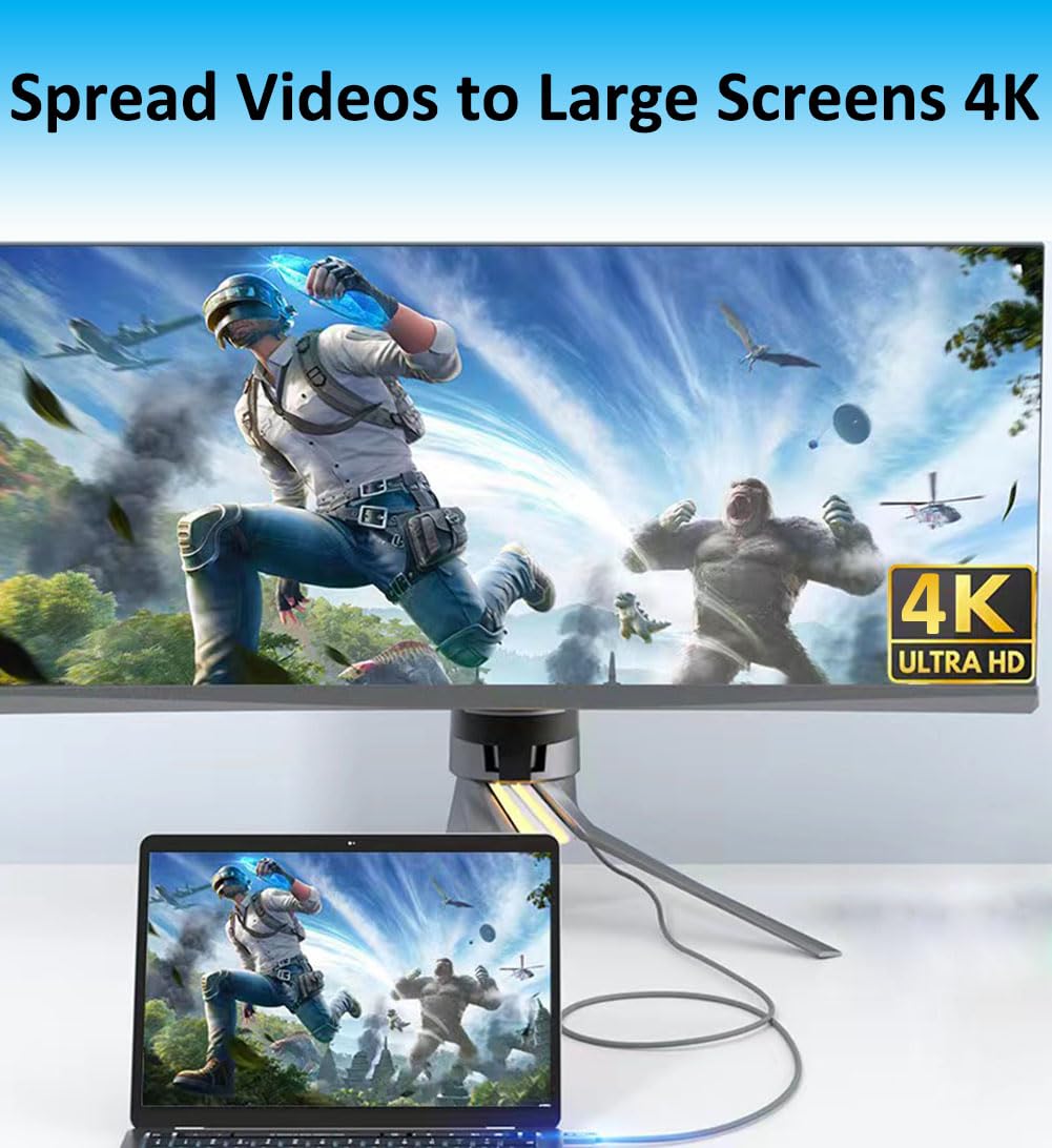 Mobkajui Usb C To Mini Displayport Cable, Thunderbolt 3 Cable To Mini Dp 6.6Ft/2M, Compatible For Macbook Pro/Air 2024 2016, Sur