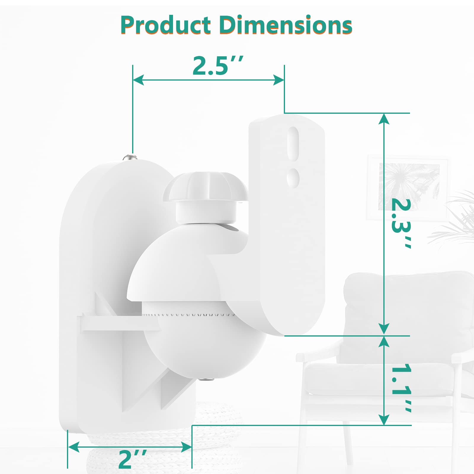 WALI Speaker Wall Mounts, Bookshelf Speaker Wall Mount Brackets, Surround Sound Speaker Mounts, Hold up to 7.7 lbs, (SWM202 W), 2 Pack, White