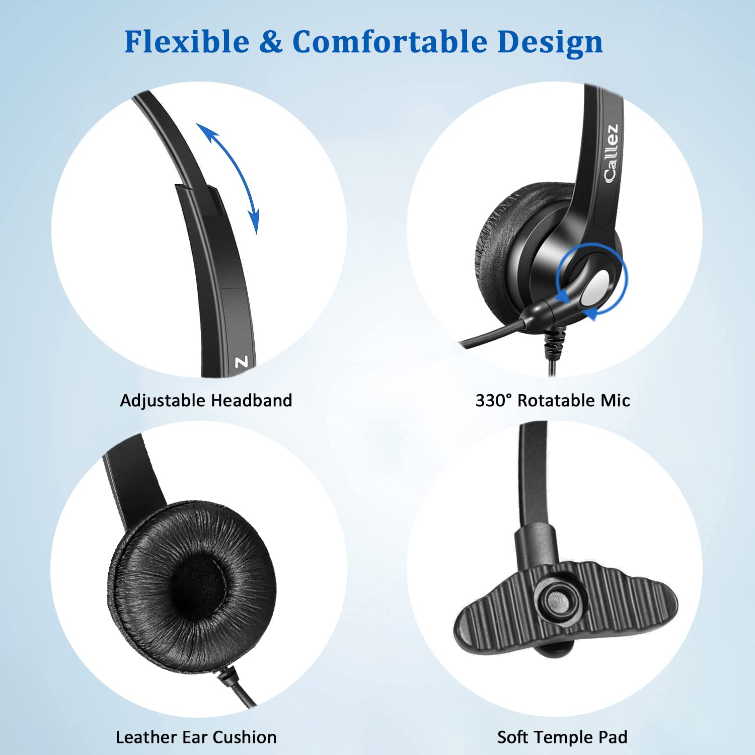 Usb Headset With Microphone For Pc, Computer Headset With Microphone Noise Cancelling & Mute For Mac Laptop, Wired Usb Headphones For Call Center Office Classroom Skype Zoom