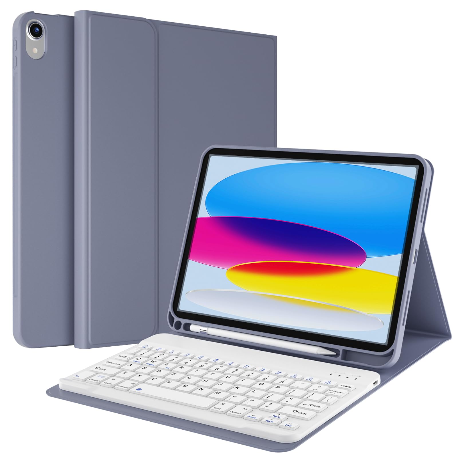 Kenke Keyboard Case For Ipad 10Th Generation 10.9 Inch 2022, Stand Folio Smart Cover With Magnetically Detachable Wireless Keybo