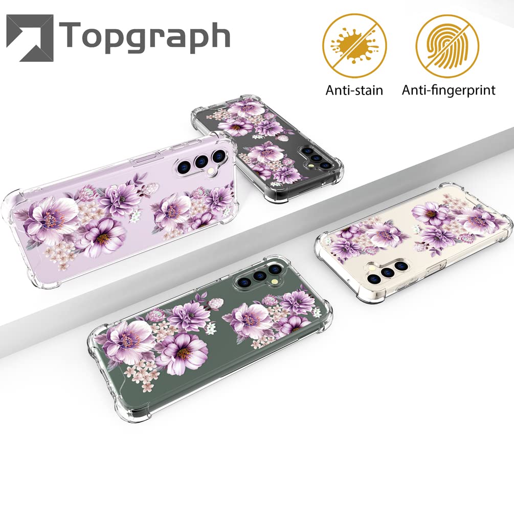Topgraph Case Clear Floral Flower Cute For Women Girly Designer Girls For Galaxy S23 Plus, Phone Case Floral Design Compatible W