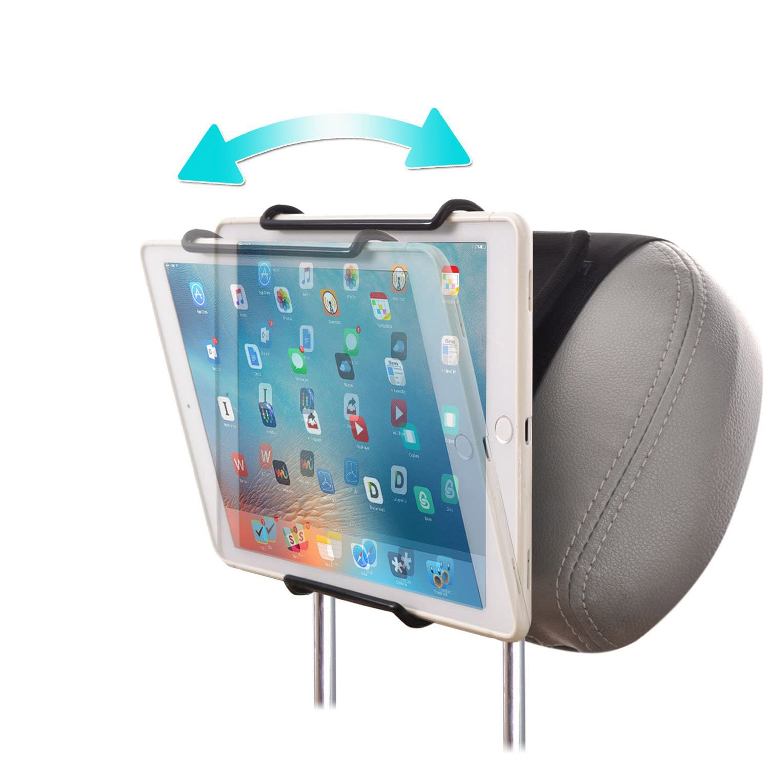 WANPOOL Universal Car Headrest Mount Holder with Angle-Adjustable Clamp - for Use with iPads, Galaxy Tablets and More