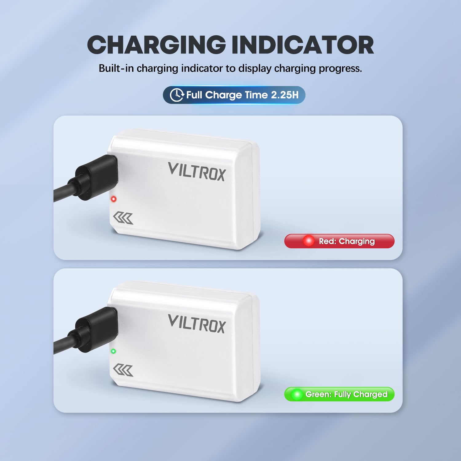 VILTROX NP-FW50 1030mAh Type-C Fast Charging Camera Battery Replacement for Sony ZV-E10 A7 A6000 A6500 White