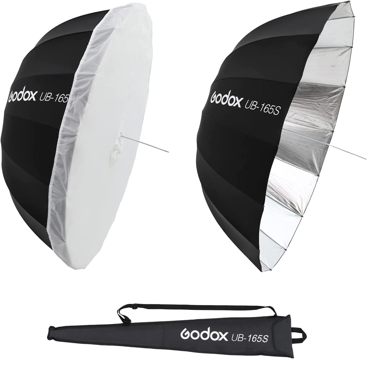 Godox Ub 165S 65In 165Cm Large Silver Reflective Umbrella Studio Soft Light 65'' Large Deep Parabolic Umbrella With Withe Diffus