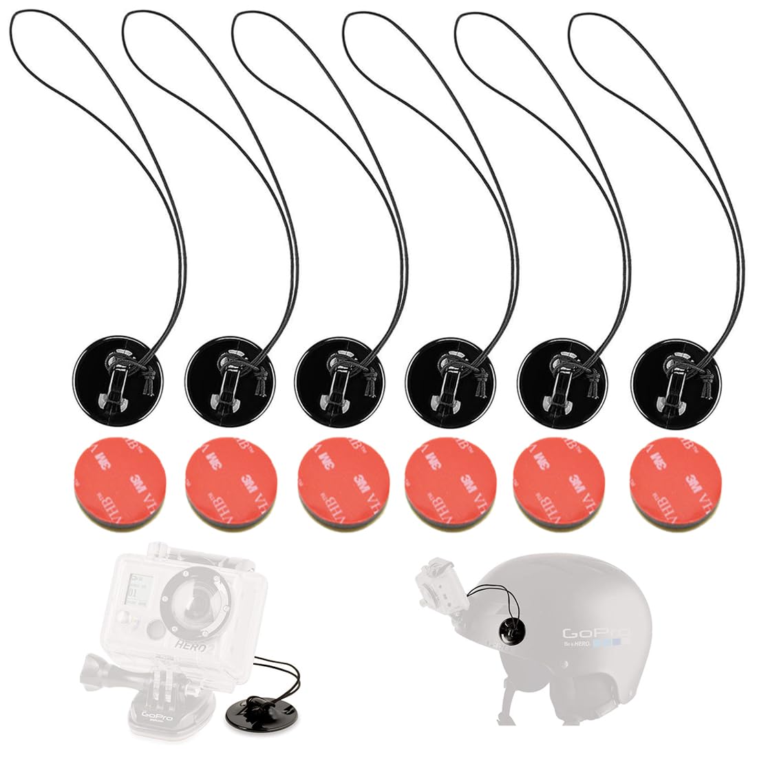 Dekeenstar Action Camera Safety Tether Strong Adhesive Stickers Strap Cord Compatible With Gopro Hero 12, 11, 10, Insta360 X4 X3