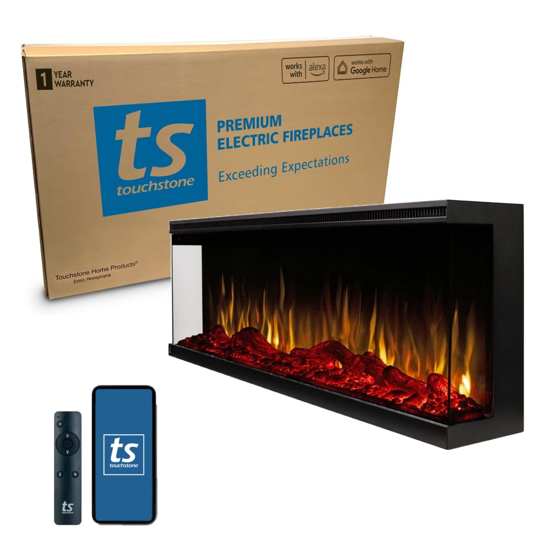 Touchstone Sideline Infinity 3 Sided Smart 60'' Wifi Enabled Electric Fireplace   80046   Built In   60 Color Combinations   1,5