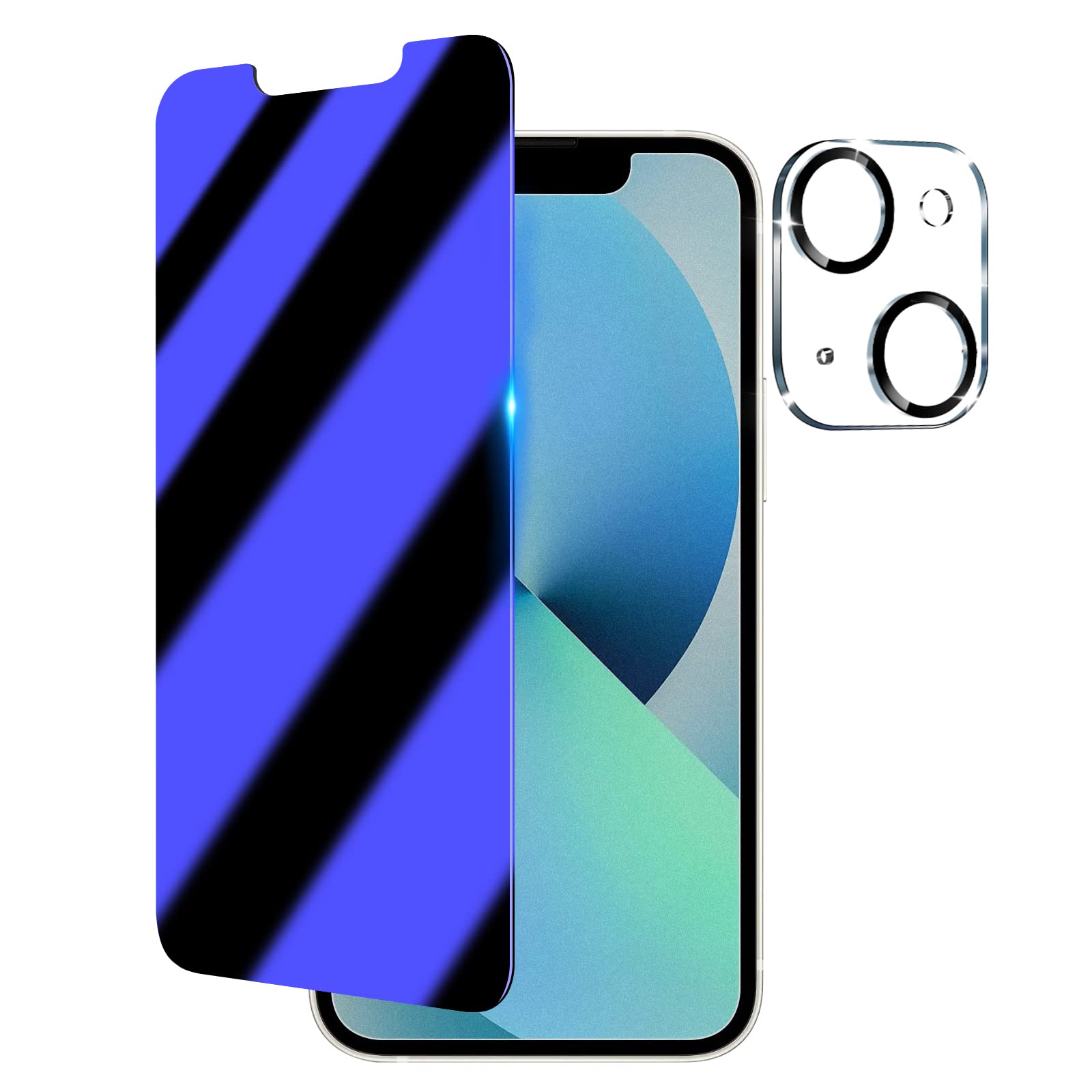 Szlhltd Iphone 13 Anti Blue Light Privacy Screen Protector With Camera Lens Protector, Blue Light Blocking Eye Protection 9H Tem