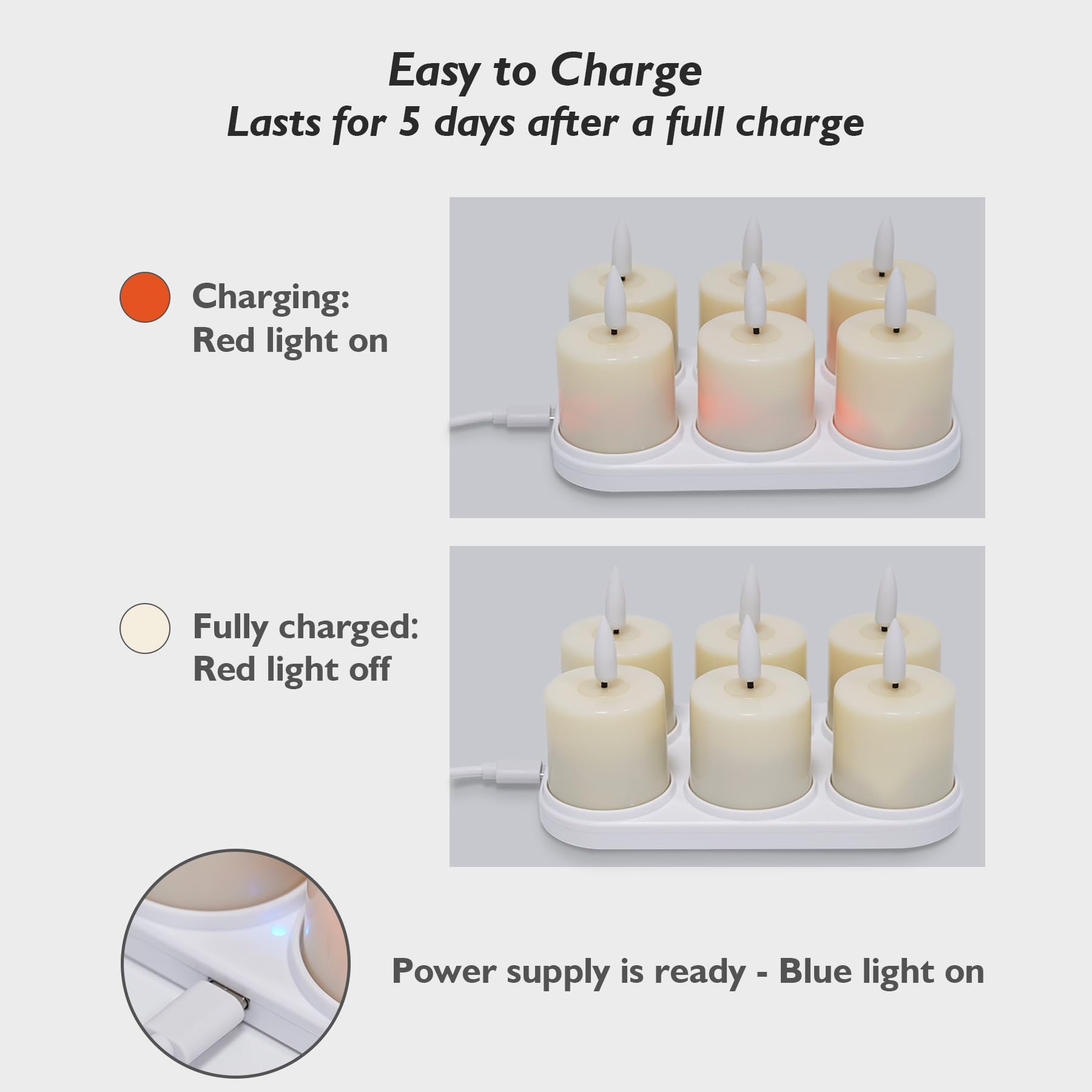 Rhytsing 6 Rechargeable Flameless Votive Candles With Timer For Home Decor, Led Faux Battery Operated Tealight Candles With Char