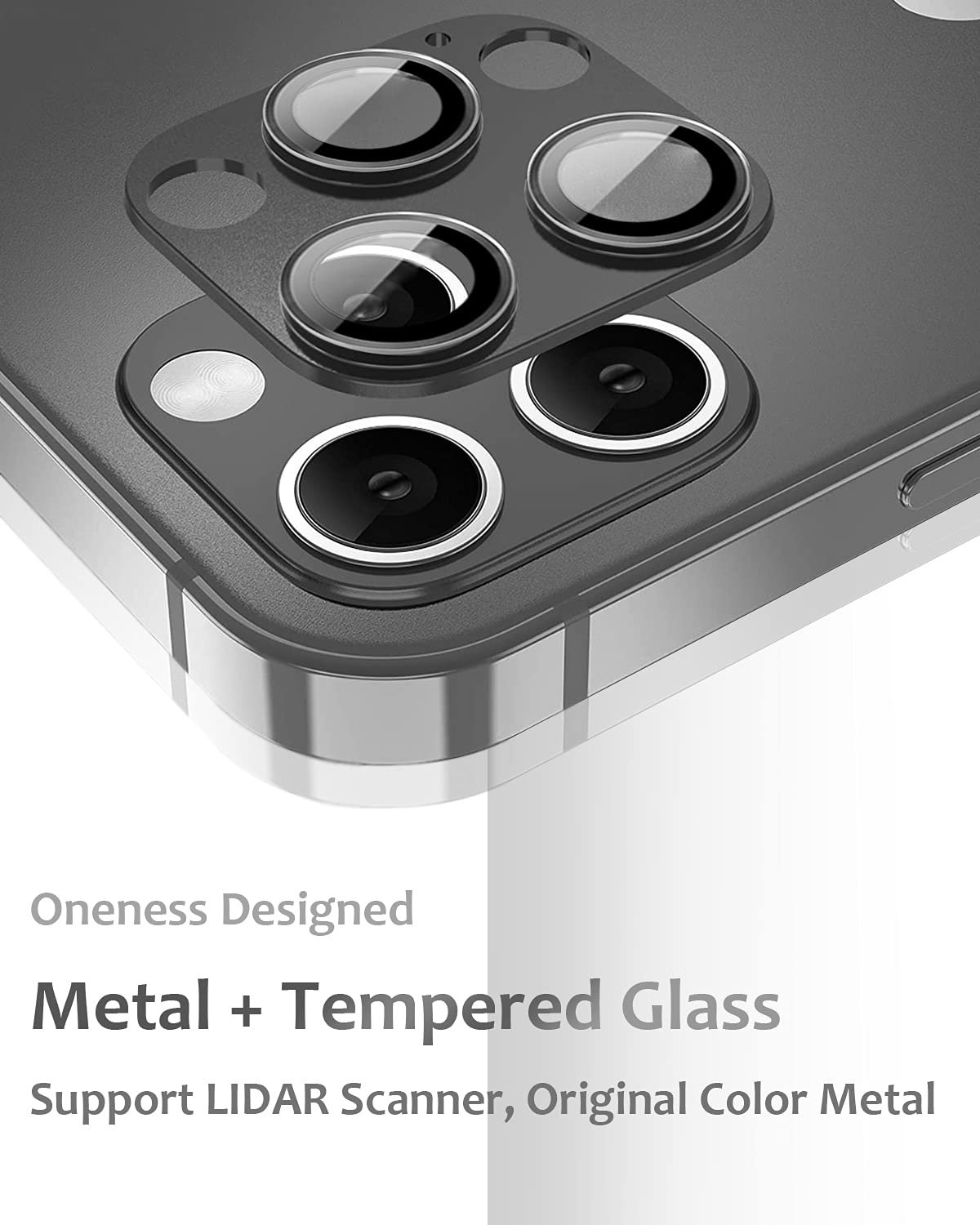 [2 Pack] Tamoria Compatible For Iphone 13 Pro / 13 Pro Max Camera Lens Protector Metal Plus Tempered Glass Camera Cover Support