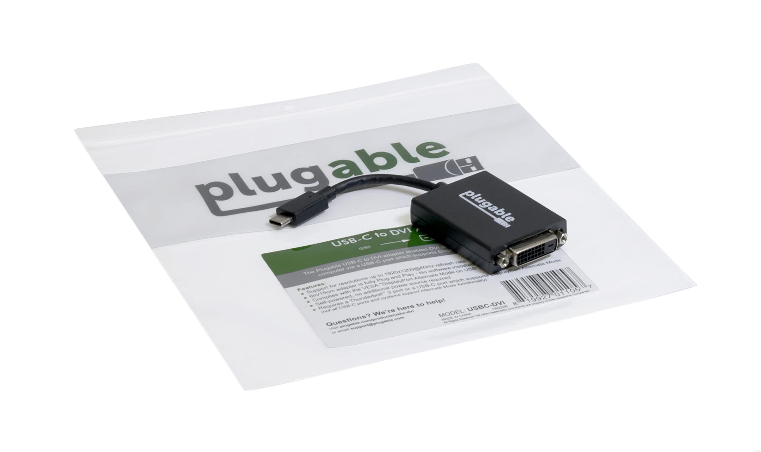 Plugable Usb C To Dvi Adapter - Connect Your Usb-C Laptop To A Dvi Display Up To 1920X1200 - Compatible With 2017 And Later Mac