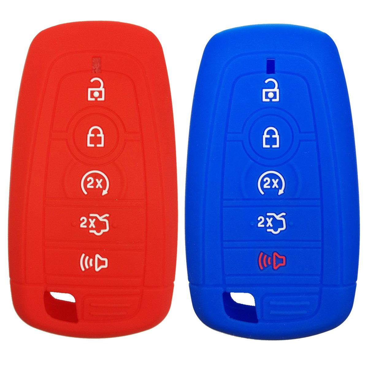 2Pcs Coolbestda 5 Buttons Key Fob Cover Skin Remote Case Keyless Entry Jacket Shell For 2017 Ford Fusion F250 F350 F450 F550 201