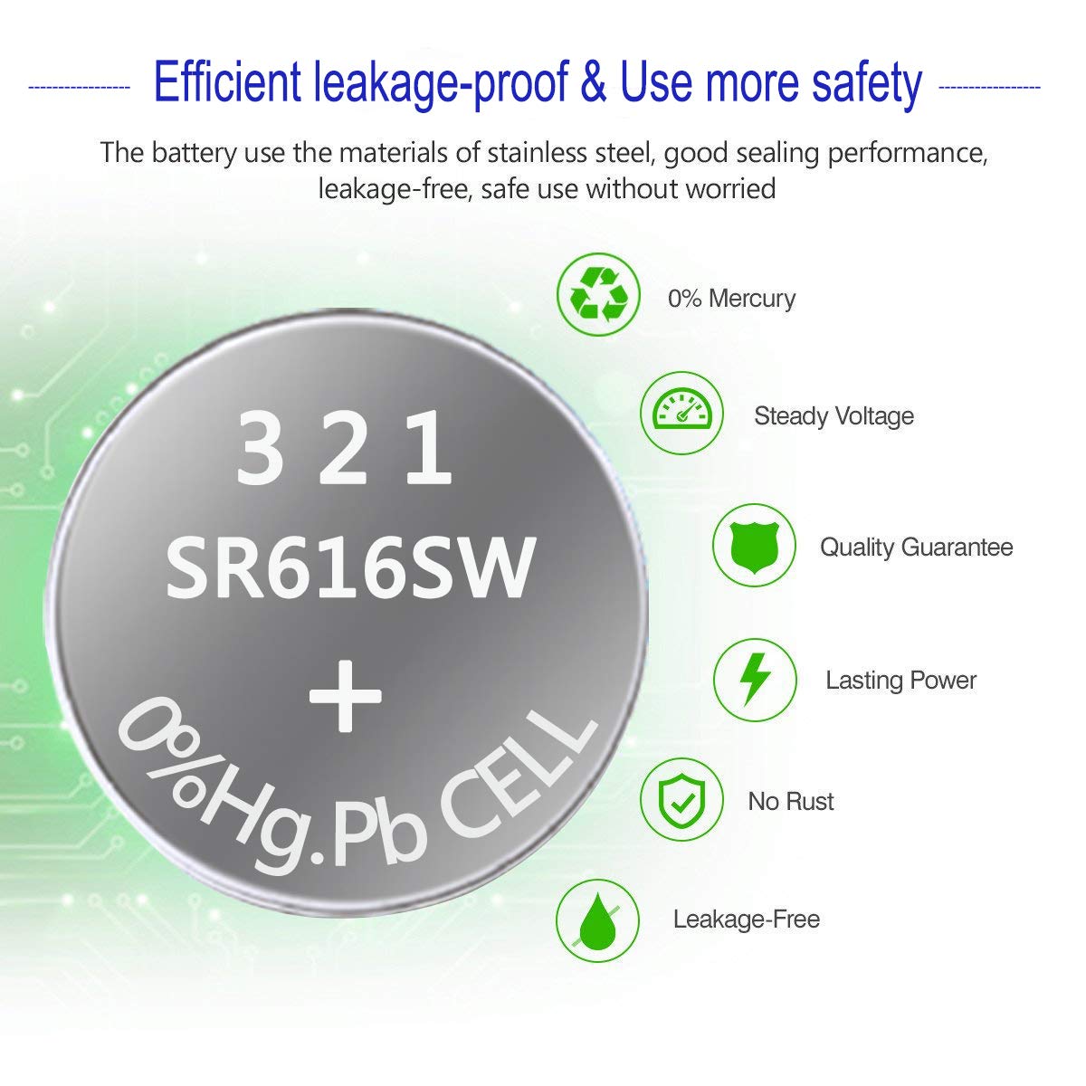 Uogtnon 321 Sr616Sw Watch Battery 1.5V Button Cell (10-Pack)