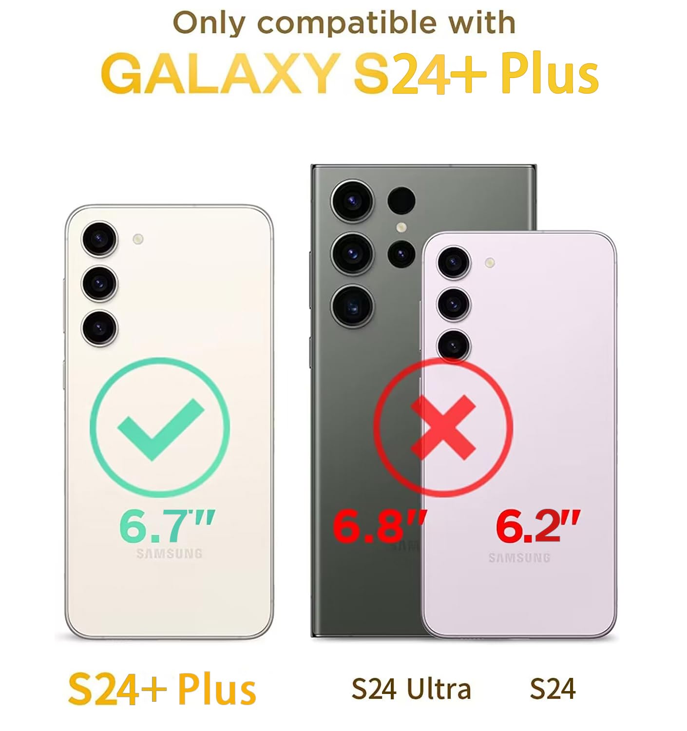 Deerlamn Case For Samsung Galaxy S24+ Plus With Slide Camera Cover+Screen Protector (1 Pack), Rotated Ring Kickstand Military Gr