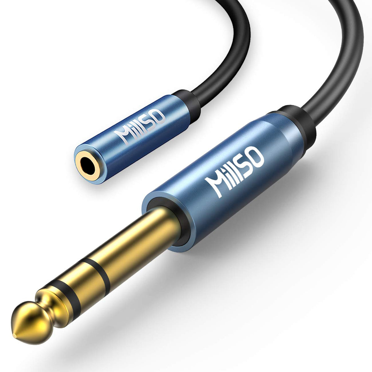 MillSO 1/4 to 3.5mm Headphone Adapter 16 ft TRS 6.35mm 1/4 Male to 3.5mm 1/8 Female Stereo Jack Audio Adapter for Amplifiers, Guitar Amp, Keyboard Piano, Home Theater, Headphones