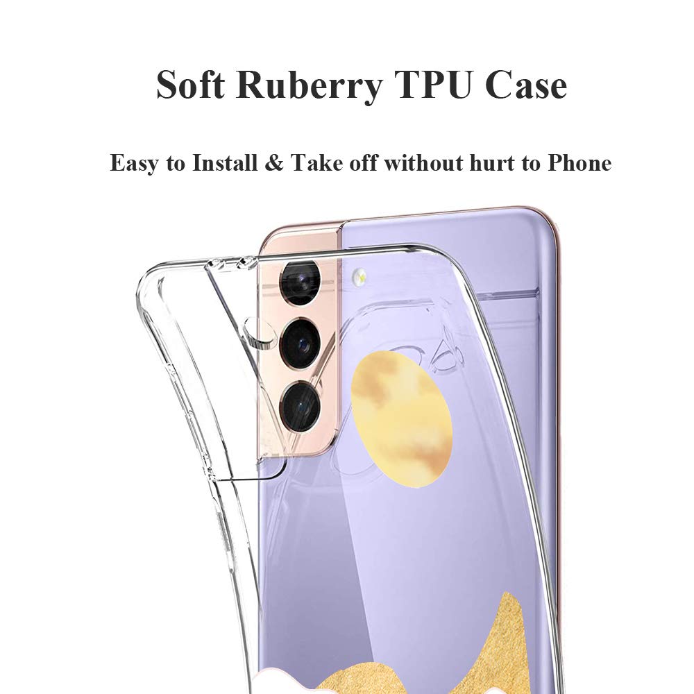 Unov Galaxy S21 Case Clear With Design Soft Tpu Shock Absorption Slim Embossed Pattern Protective Back Cover For Samsung Galaxy