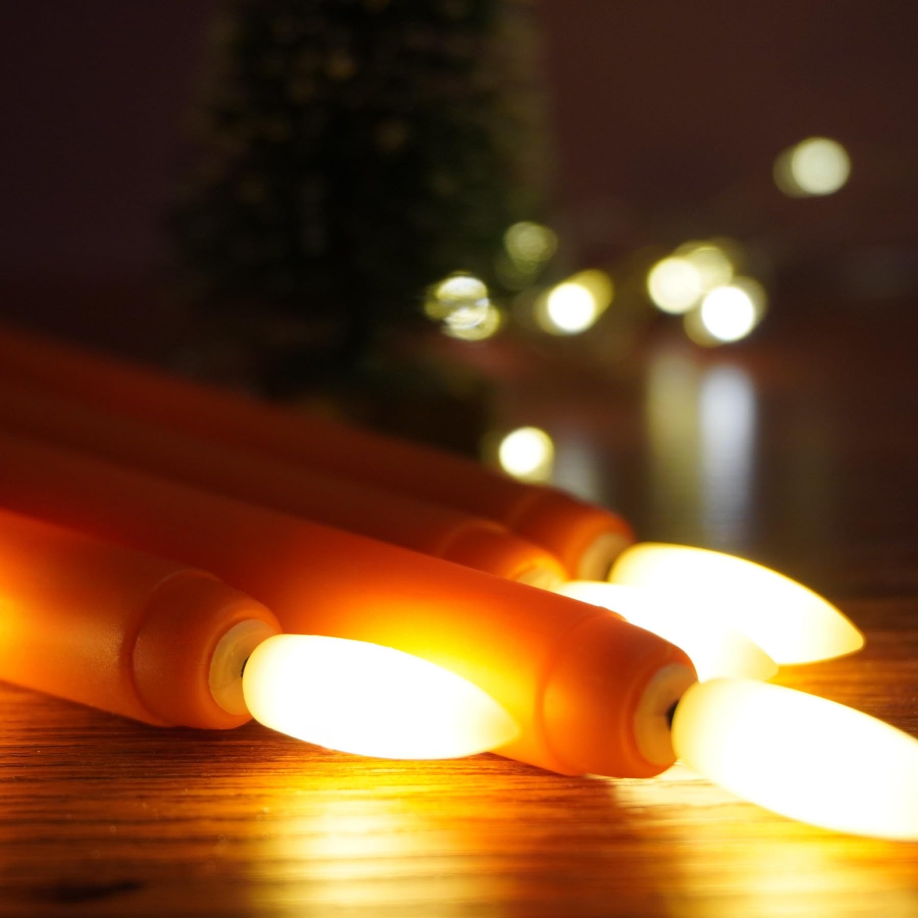 Ni Jasw Orange Flameless Taper Candles With Remote Timer, Flickering Battery Fall Thanksgiving Led Candlesticks Set Of 6