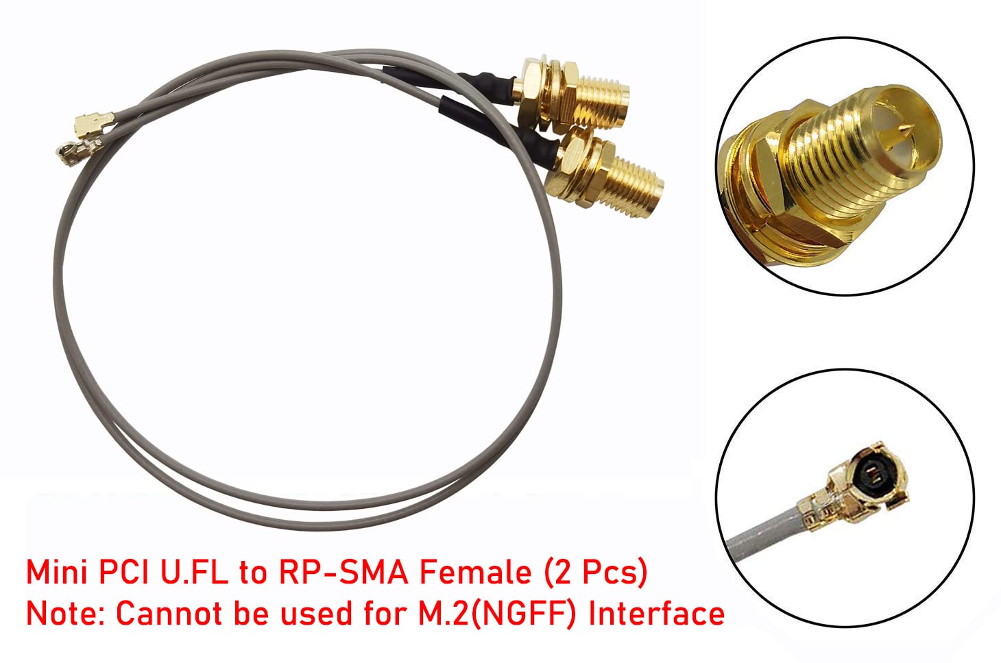 Tenmory Ufl To Sma Mini Pci U.Fl To Rp Sma Female Ipex Connector Pigtail Antenna Extension Cable (10 Inch (2 Pcs))