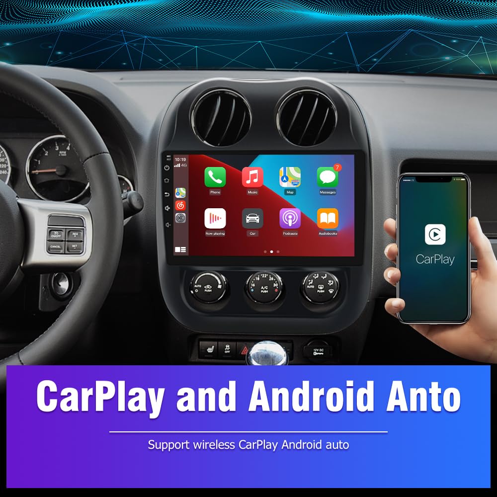 10.1 Inch Car Stereo Radio [2Gb+64Gb] Compatible For Jeep Patriot Compass 2010 2016 With Wireless Carplay Android Auto,Android 1