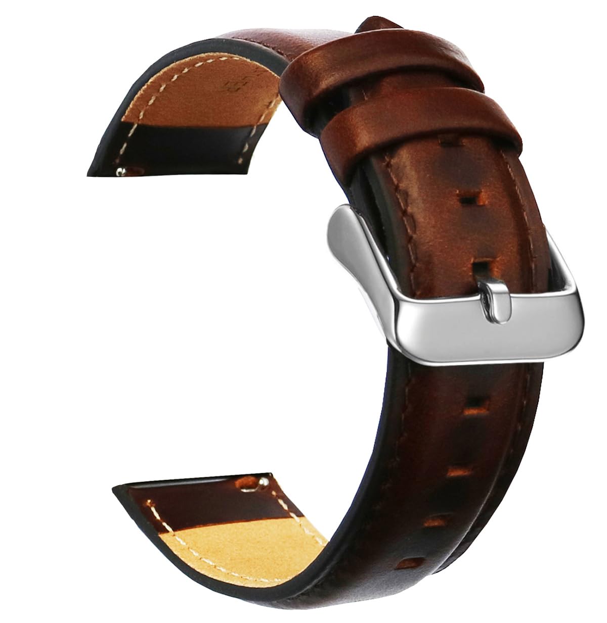 Otopo For Galaxy Watch3 45Mm Bands/Galaxy Watch 46Mm Bands, 22Mm Quick Release Genuine Leather Replacement Strap With Stainless