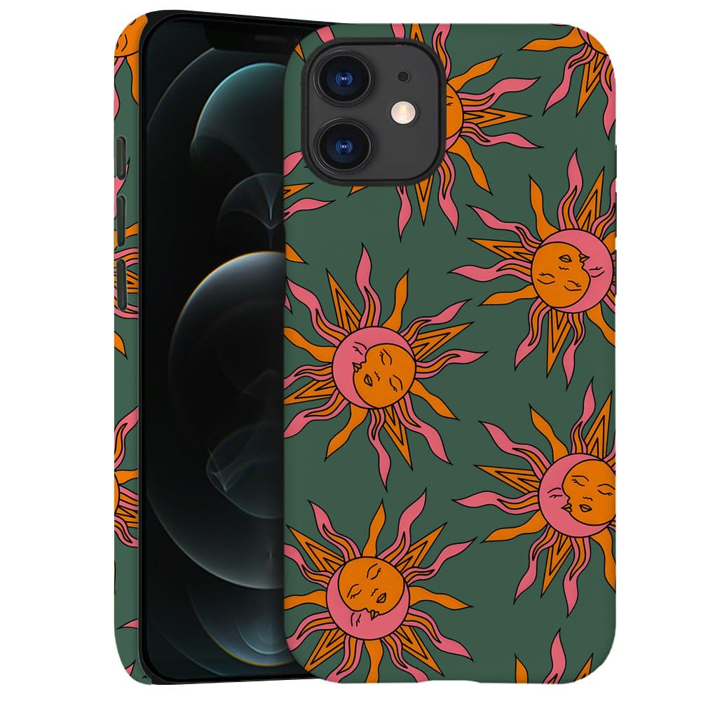 Generic Case for iPhone 12 - [Drop Protection Phone Cover] - Hybrid Case for Girl Women - Moon Sun Celestial