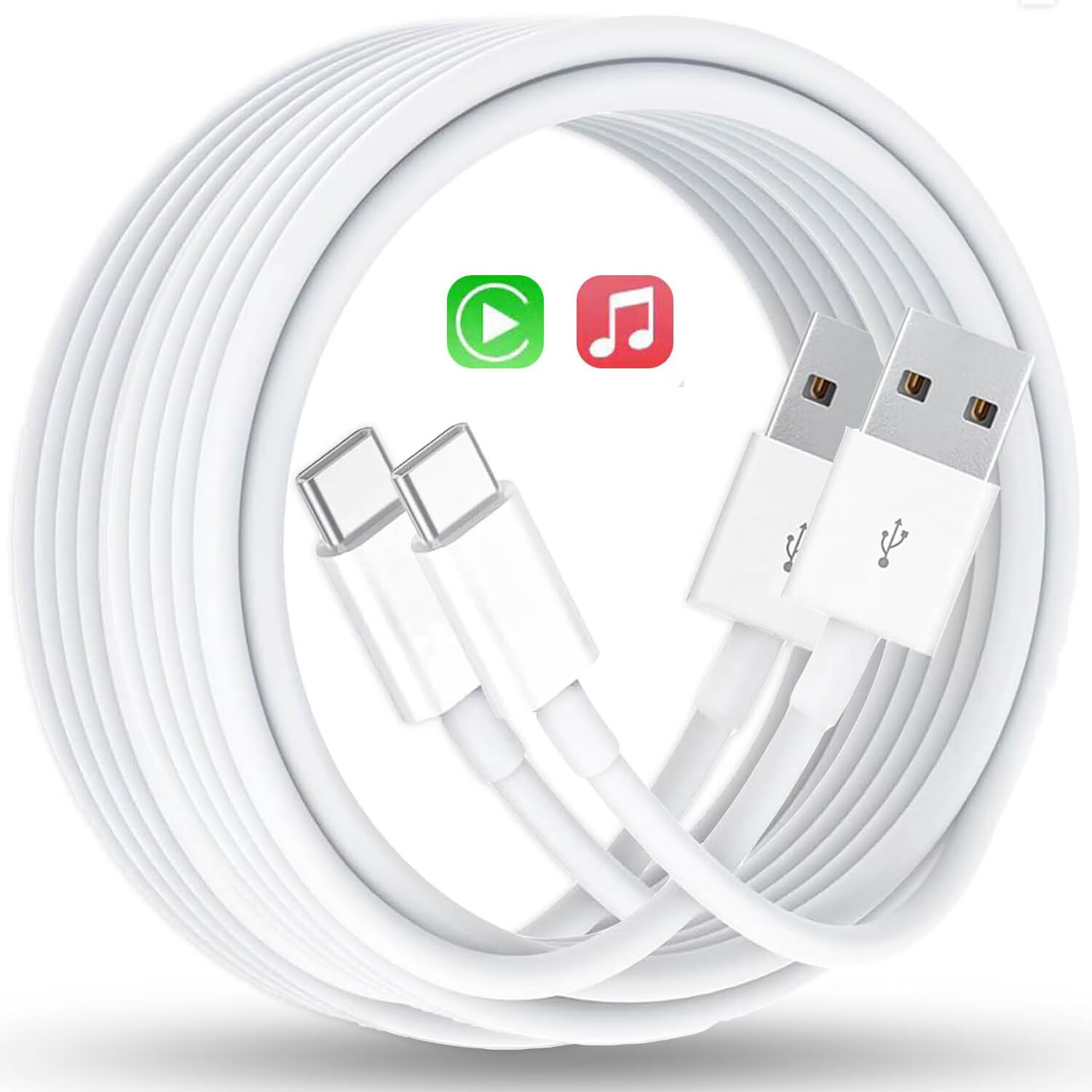 2 Pack Car Carplay Cable Adapter For Iphone 15/16 Car Charger Cord, 3.3Ft Usb A To Usb C Cable Compatible For Iphone 15/16 Pro Max Plus, Ipad Pro Air Mini Car Charger Cord Cable