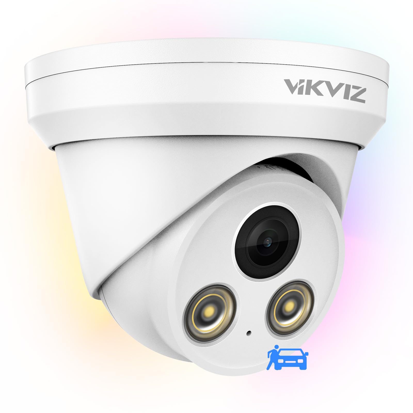 5Mp Full Color Poe Ip Camera,Outdoor Poe Turret Security Camera With F1.0 Lens Super Aperture,24/7 Full Color Night Vision,Human