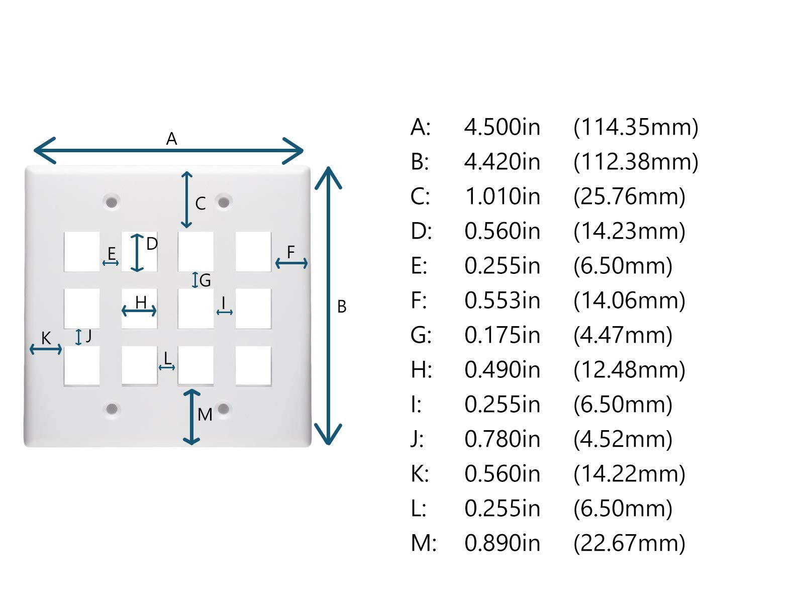 Networx Keystone Wall Plates (12 Port, White)
