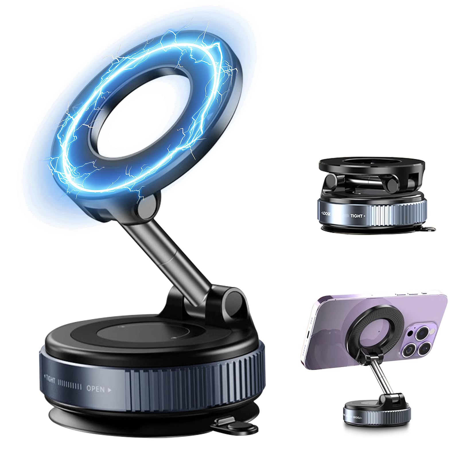 Magnetic Phone Mount 360 Rotatable Suction Holder, Magsafe Compatible For Iphone & Android Devices. Suited For Applications In C