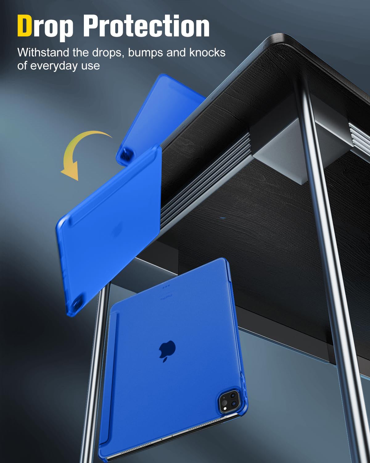 MoKo for iPad Air 13 Inch M2 Case 2024/ iPad Pro 12.9 Case (6th/5th Gen 2022/2021), Slim Smart Shell Translucent Frosted Hard PC Back Cover, Support Touch ID & Pencil Pro/2nd/USB C, Klein Blue