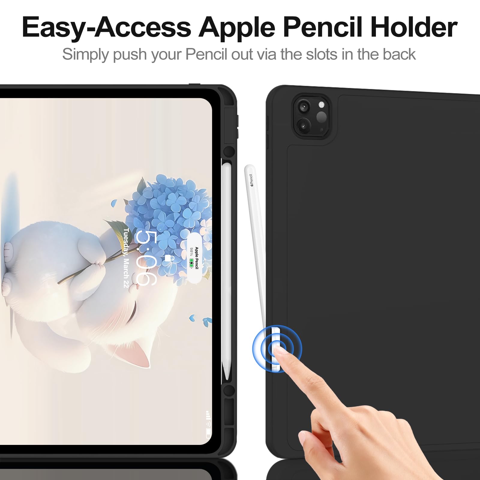 Zoveek Ipad Pro 12.9 Inch Case 6Th/5Th/4Th Generation With Pencil Holder, Magnetic Smart Cover For Ipad Pro 12.9'' 2022/2021/202