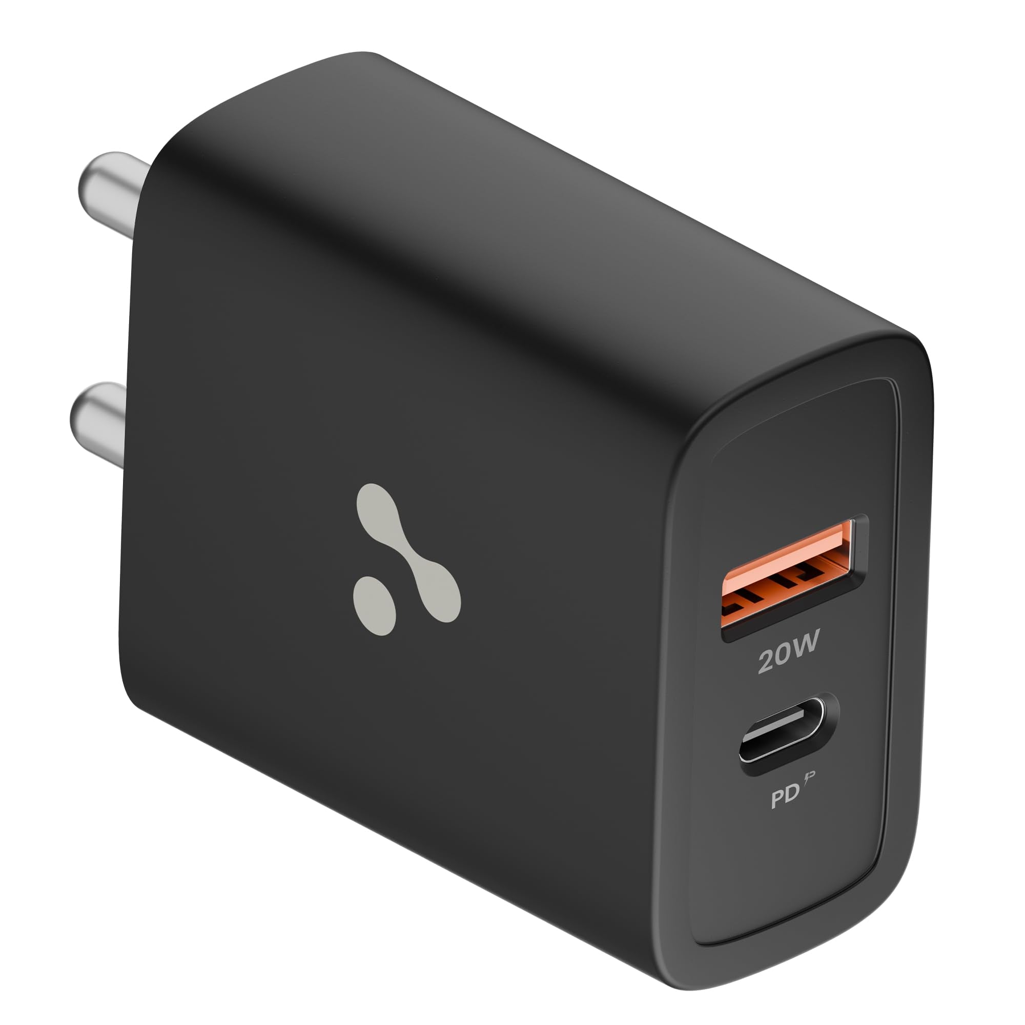 Ambrane 20W USB Dual Port BoostedSpeed Charger with Power Delivery & Quick Charge, Made in India, MultiLayer Protection, iPhone