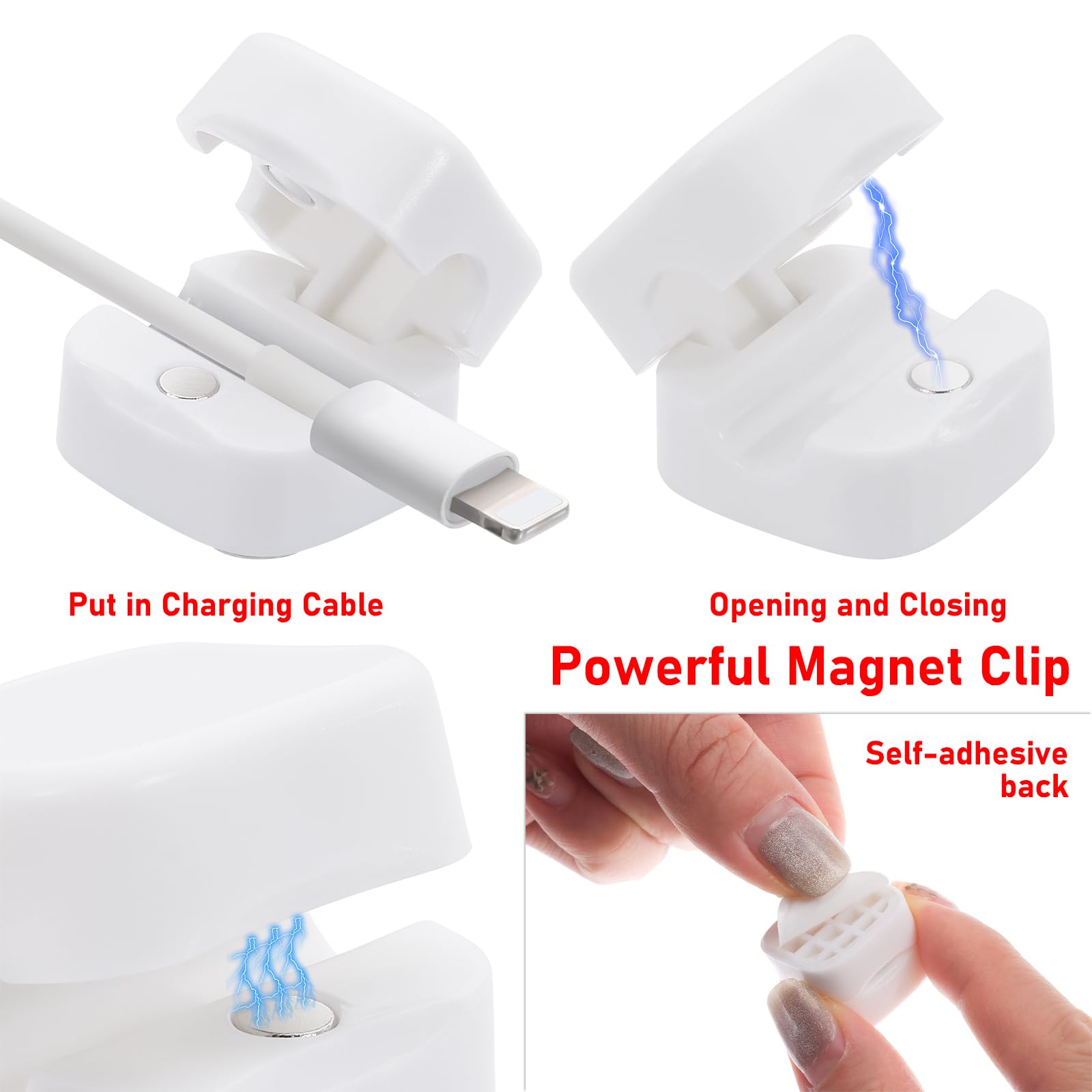 Chiffonade 12 Pack Cord Organizer, Magnetic Cable Management Clips For Desktop, Self Adhesive Wire Charger Keeper For Phone, Kit