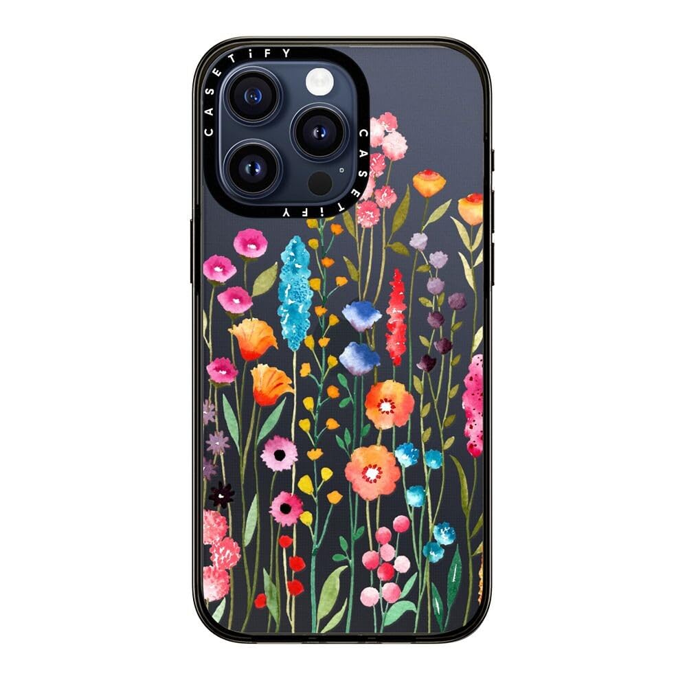 Casetify Compact Case For Iphone 15 Pro Max [2X Military Grade Drop Tested / 4Ft Drop Protection]   Jardin De Fleurs 2   Clear B
