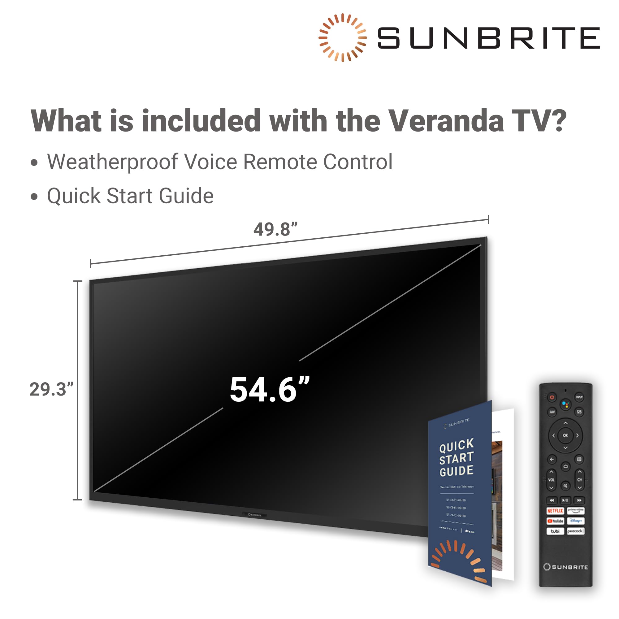 Sunbrite Veranda 3 Series 55 Inch Full Shade Smart Outdoor Tv, 4K Ultra Hd Hdr Qled Weatherproof Television, 1000 Nit Ultra Brig