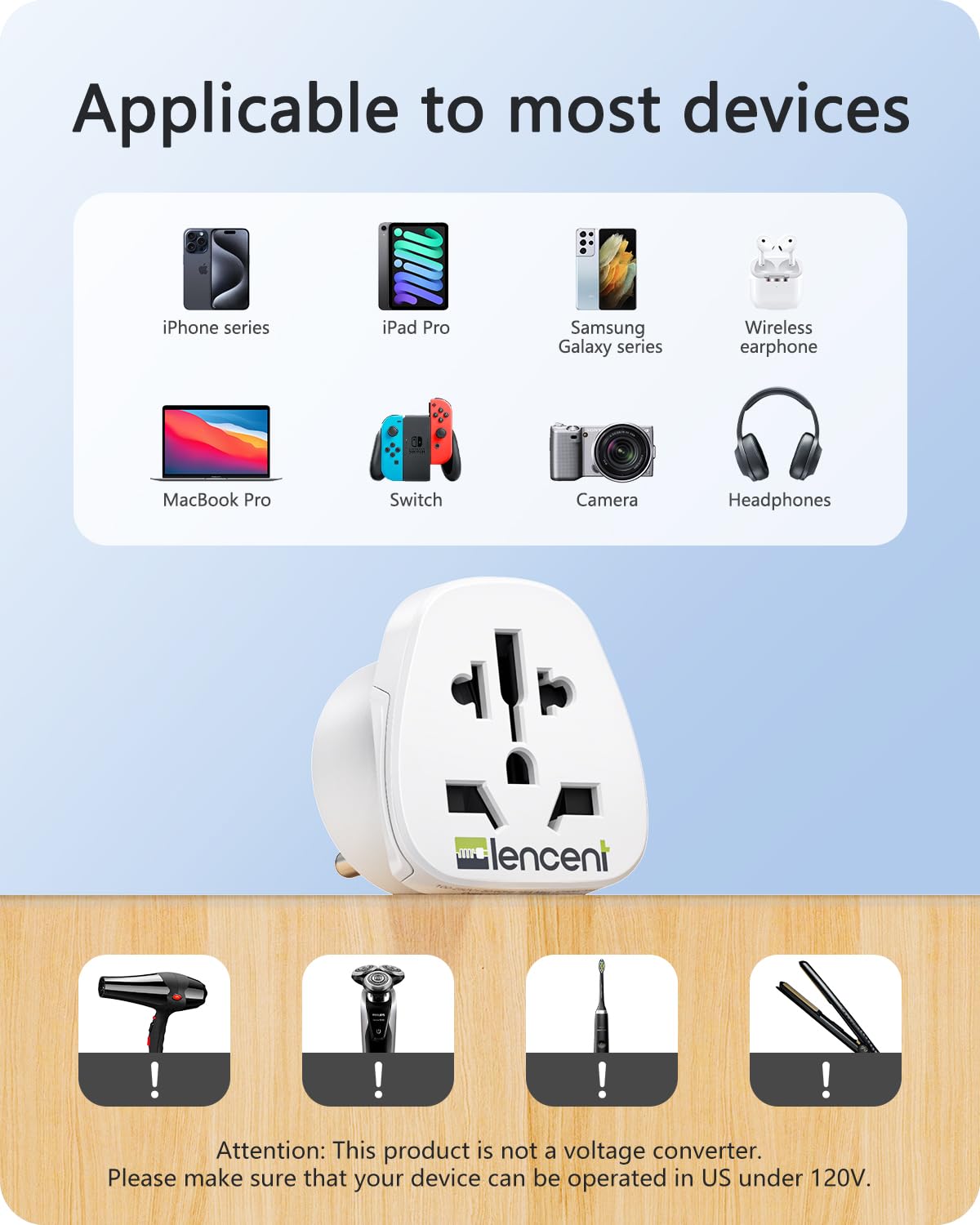 Lencent World To Us Plug Adapter, [2 Packs] European Eu Europe/Uk/Australia/China/Italy To Usa American Outlet Power Adaptor Tra